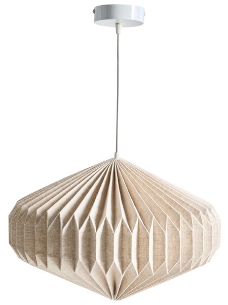 Závesná lampa béžová textilné tienidlo osvetlenie moderný štýl obývacia izba jedáleň