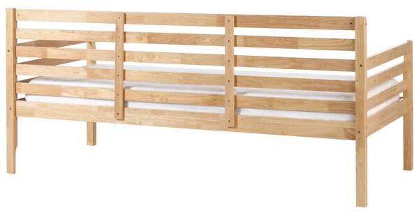Denná posteľ prírodná kaučukové drevo 90 x 200 cm jednolôžko s roštom moderný štýl detská izba hosťovská izba