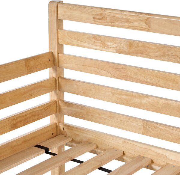 Denná posteľ prírodná kaučukové drevo 90 x 200 cm jednolôžko s roštom moderný štýl detská izba hosťovská izba