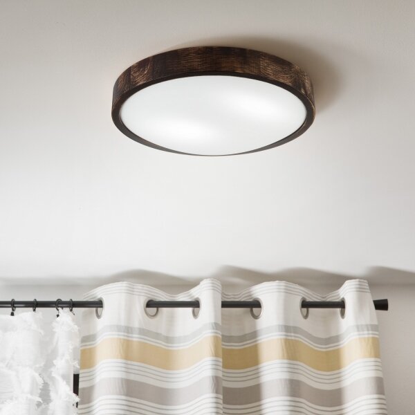 Stropné svietidlo OAK SMOKY SLIM 2xE27/15W/230V priemer 37 cm dub/tmavohnedá