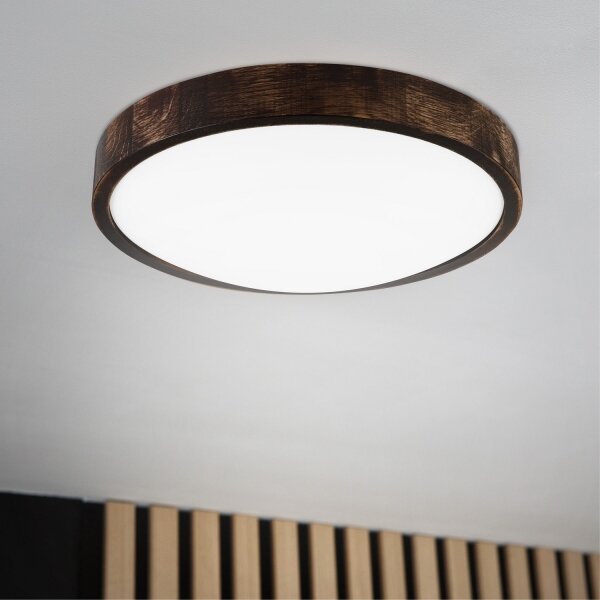 LED stropné svietidlo OAK SMOKY SLIM LED/36W/230V 4000K pr. 37 cm dub/tmavohnedá