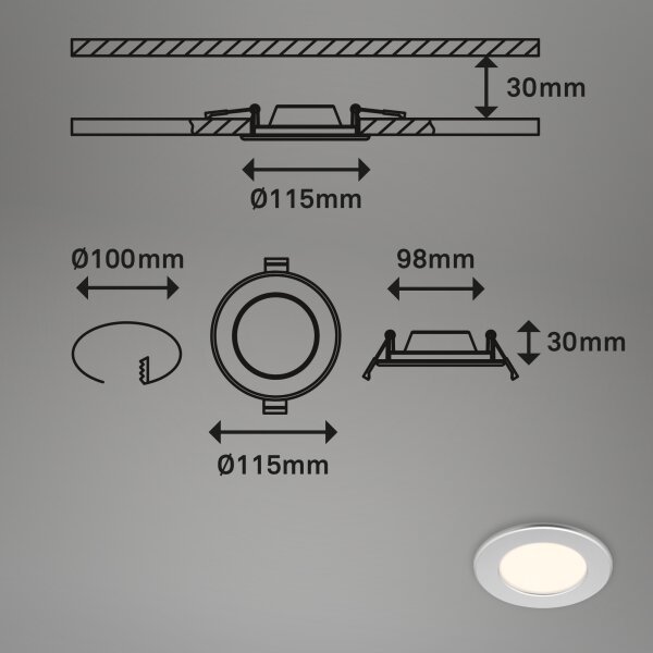 Briloner 7049014 - LED kúpeľňové podhľadové svietidlo 6W/230V IP44 matný chróm