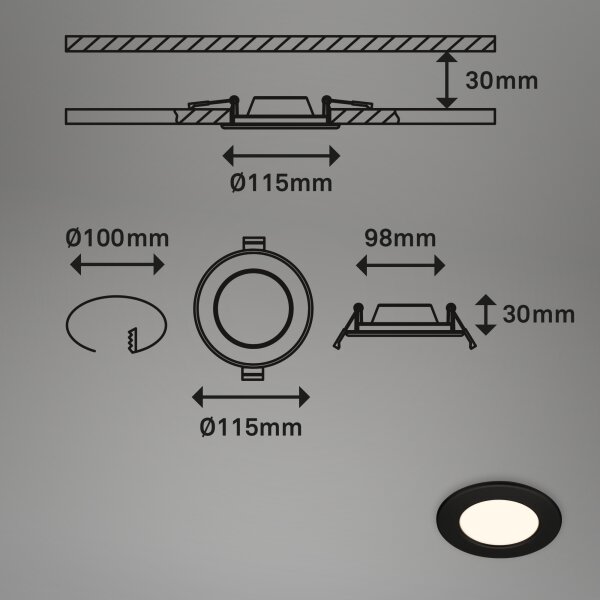 Briloner 7049015 - LED Kúpeľňové zapustené svietidlo LED/6W/230V IP44 čierne