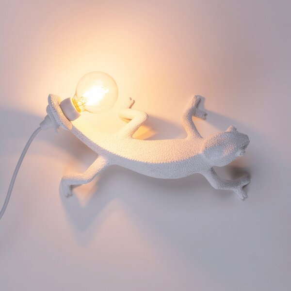 Stolové Lampa SELETTI, Chameleon Lamp Going Down, Biela, Obývacia izba, Plast, Dizajnový