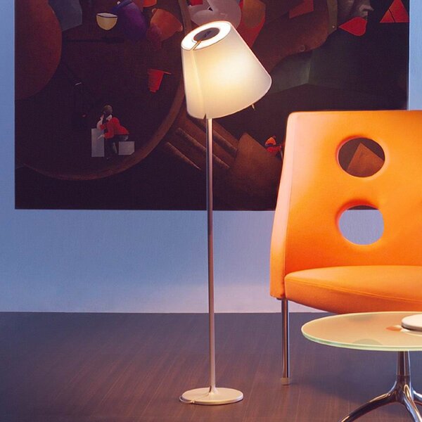 Stojacie Lampa Artemide, Melampo, Sivá, Obývacia izba, Tkanina / Textil, Dizajnový