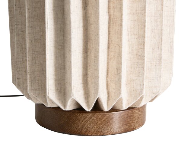 Stolná lampa béžová papier bavlna mangové drevo moderný minimalistický štýl obývacia izba spálňa