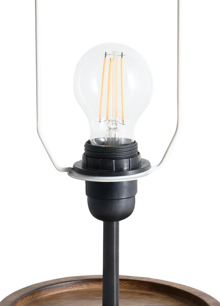 Stolná lampa béžová papier bavlna mangové drevo moderný minimalistický štýl obývacia izba spálňa