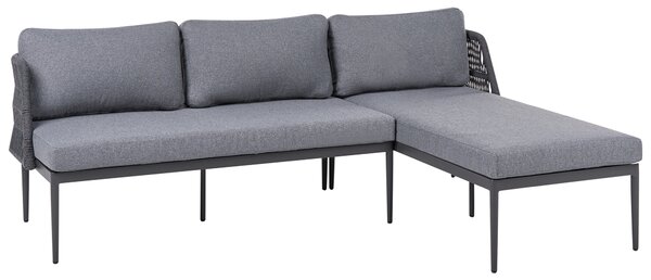 3-miestna záhradná sedacia súprava sivá látkové čalúnenie hliníkový rám ľavostranná so stolíkom moderný boho štýl záhrada terasa