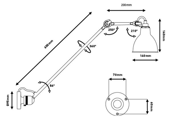 Nástenné Svietidlo Lampe Gras, Žltá, Obývacia izba, Kov, Dizajnový