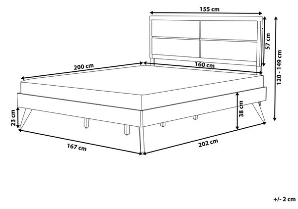 Posteľ sivá tmavý jaseň MDF 160 x 200 cm rám postele s čalúneným čelom lamelový rošt moderný tradičný štýl spálňa