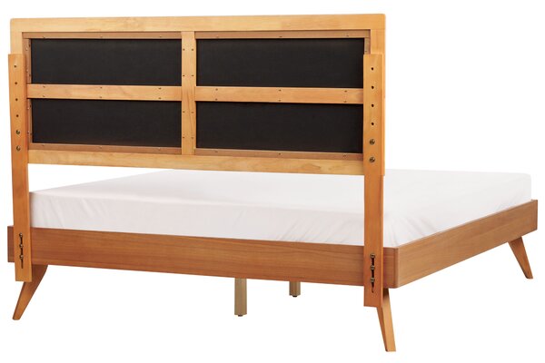 Posteľ prírodný jaseň 160 x 200 cm lamelový rošt vysoké čalúnené čelo moderný štýl spálňa