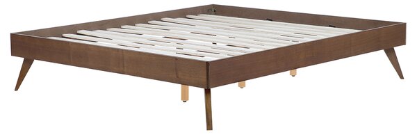 Posteľ tmavý jaseň 160 x 200 cm MDF posteľový rám bez čela s lamelovým roštom spálňa