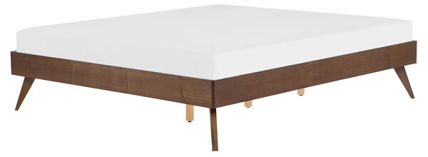 Posteľ tmavý jaseň 160 x 200 cm MDF posteľový rám bez čela s lamelovým roštom spálňa