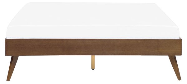 Posteľ tmavý jaseň 160 x 200 cm MDF posteľový rám bez čela s lamelovým roštom spálňa