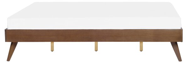 Posteľ tmavý jaseň 160 x 200 cm MDF posteľový rám bez čela s lamelovým roštom spálňa