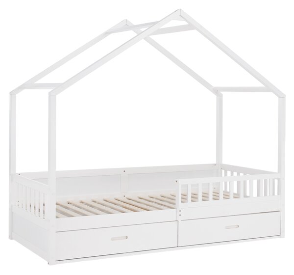 KONDELA Montessori posteľ, 90x200, biela, masív, BIANKA