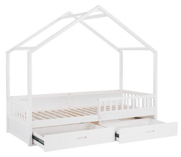 KONDELA Montessori posteľ, 90x200, biela, masív, BIANKA