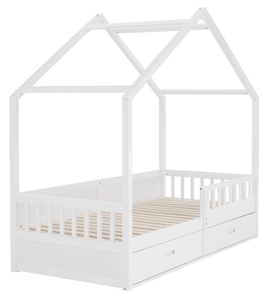 KONDELA Montessori posteľ, 90x200, biela, masív, BIANKA