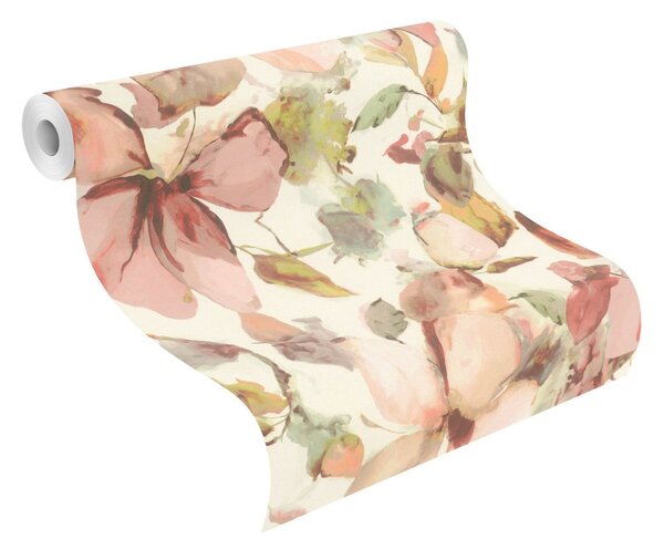 RASCH | Vliesová tapeta na stenu Florentine 481259 | 0,53 x 10,05 m | biela, ružová