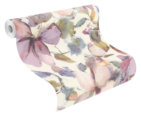 RASCH | Vliesová tapeta na stenu Florentine 481228 | 0,53 x 10,05 m | fialová, viacfarebná, biela