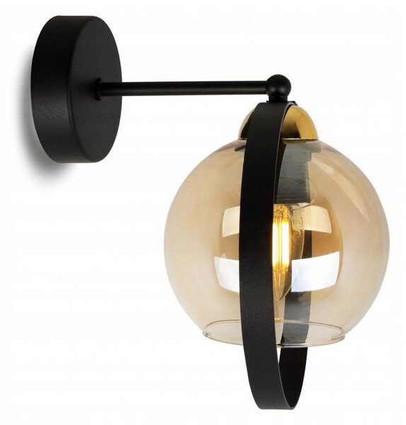 Light Home Nápadné nástenné svietidlo z čierneho matného kovu so skleneným tienidlom