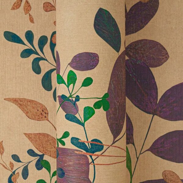 A.S. Création | Vliesová tapeta na stenu PintWalls 3 79186-7 | 0,53 x 10,05 m | béžová, fialová, zelená, medená, vining ivy