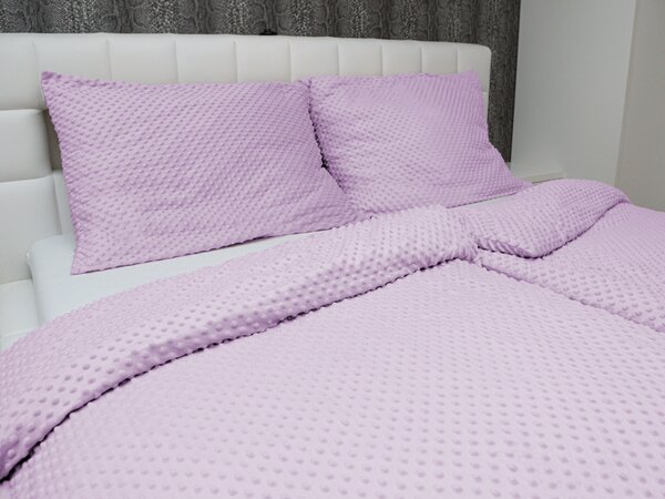 Biante Hrejivé posteľné obliečky Minky 3D bodky MKP-002 Fialové lila Jednolôžko 140x200 a 70x90 cm
