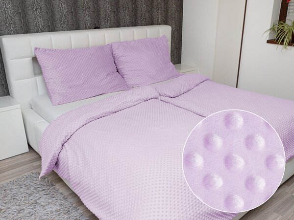 Biante Hrejivé posteľné obliečky Minky 3D bodky MKP-002 Fialové lila Predĺžené 140x220 a 70x90 cm