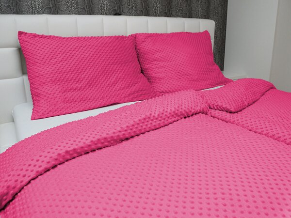 Biante Hrejivé posteľné obliečky Minky 3D bodky MKP-009 Fuchsiové Jednolôžko 140x200 a 70x90 cm