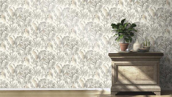 RASCH | Vliesová tapeta na stenu Florentine 481945 | 0,53 x 10,05 m | biela, šedá, zlatá