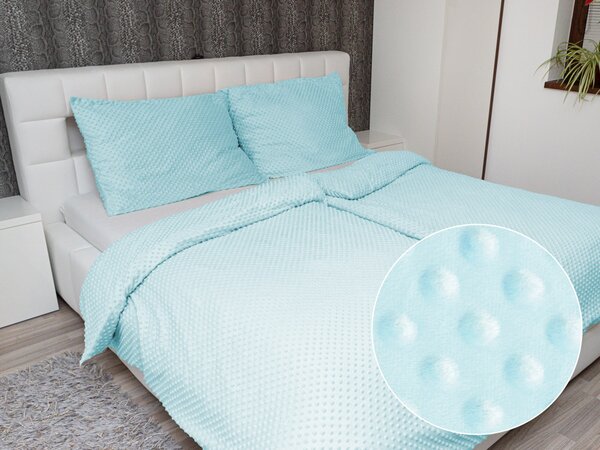 Biante Hrejivé posteľné obliečky Minky 3D bodky MKP-013 Ľadové modré Predĺžené 140x220 a 70x90 cm