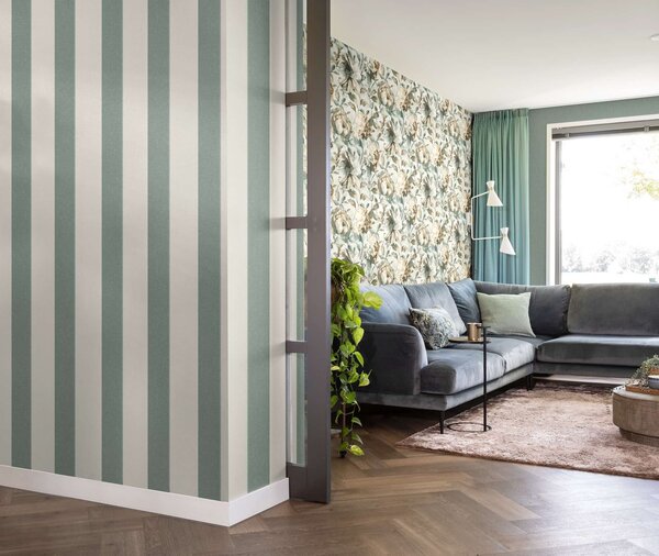 RASCH | Vliesová tapeta na stenu Florentine 484595 | 0,53 x 10,05 m | tyrkysová