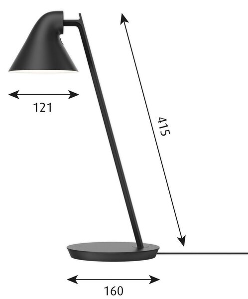 Stolové Lampa Louis Poulsen, NJP Mini, stmievateľné, Čierna, Obývacia izba, Kov, Dizajnový