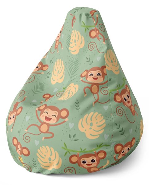 Sablio Sedací vak Pear Roztomilé opičky - 70 x 95 x 15 cm