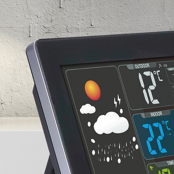 SOLIGHT Meteostanica, farebný LCD, teplota, vlhkosť, RCC, čierna