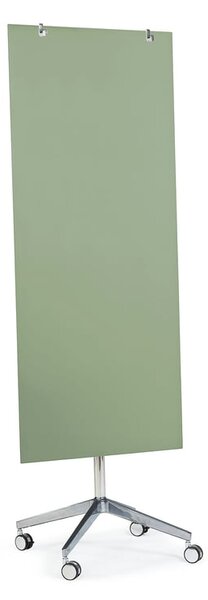 Mobilná sklenená magnetická tabuľa STELLA, 650x1575 mm, pastelová zelená