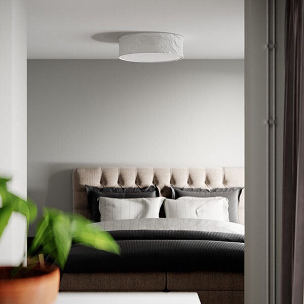 Stropné Lampa By Rydéns, Vita, stmievateľné, Biela, Obývacia izba, Tkanina / Textil