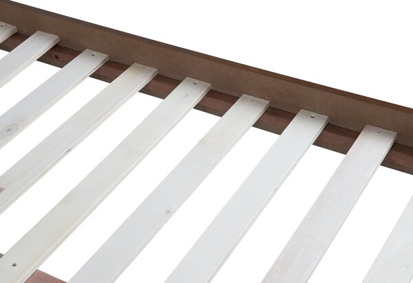 Posteľ sivá tmavý jaseň MDF 160 x 200 cm rám postele s čalúneným čelom lamelový rošt moderný tradičný štýl spálňa