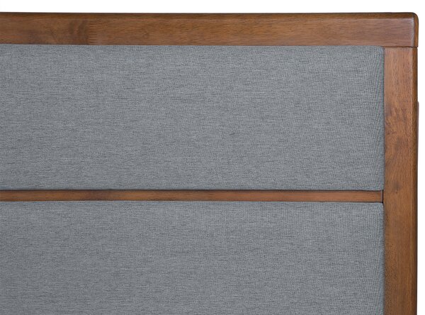 Posteľ sivá tmavý jaseň MDF 160 x 200 cm rám postele s čalúneným čelom lamelový rošt moderný tradičný štýl spálňa