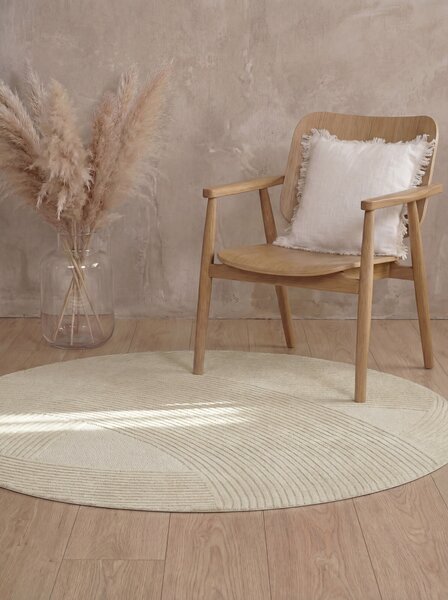 Ted Baker , Kusový koberec Kensington 106399 Creme kruh, 160x160, biela, kancelária