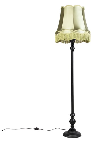 Inteligentná stojaca lampa čierna s tienidlom Granny zelená vrátane Wifi A60 - Classico