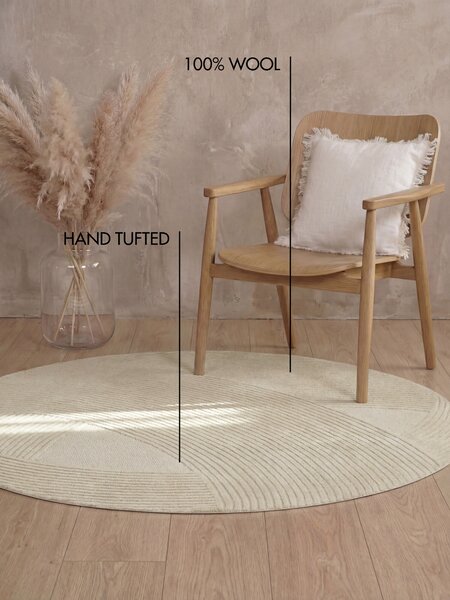 Ted Baker , Kusový koberec Kensington 106399 Creme kruh, 160x160, biela, kancelária
