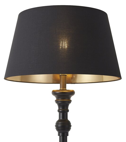 Stojacia lampa s tienidlom 45 cm čierna so zlatým interiérom - Classico