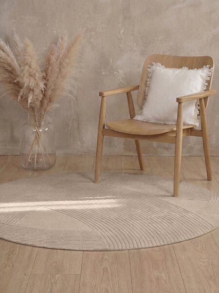 Ted Baker, Kusový koberec Ted Baker Kensington 106400 Beige kruh, 160x160, béžová, kancelária