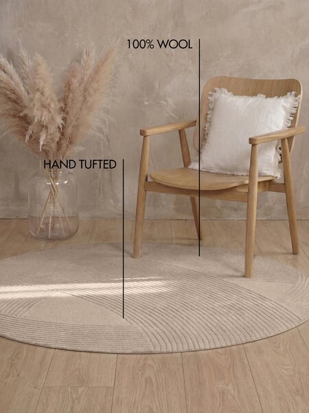 Ted Baker, Kusový koberec Ted Baker Kensington 106400 Beige kruh, 160x160, béžová, kancelária