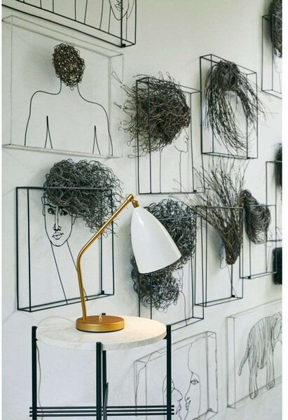 Gräshoppa Stolová Lampa Glossy Alabaster White/Brass