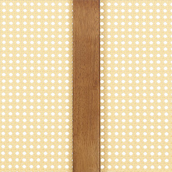 Posteľ svetlé drevo 160 x 200 cm čelo s viedenským výpletom lamelový rošt minimalistický rustikálny štýl