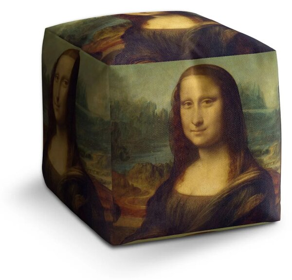 Sablio Taburet Cube Mona Lisa - Leonardo da Vinci - 40x40x40 cm