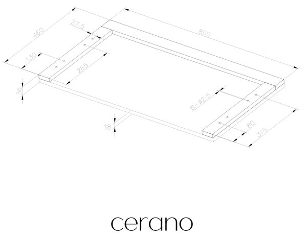 CERANO - Doska pod umývadlo Navira Pro - antracitová - 80x3, 6x46 cm