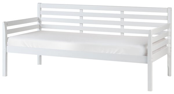Denná posteľ biela kaučukové drevo 90 x 200 cm jednolôžko s roštom moderný štýl detská izba hosťovská izba